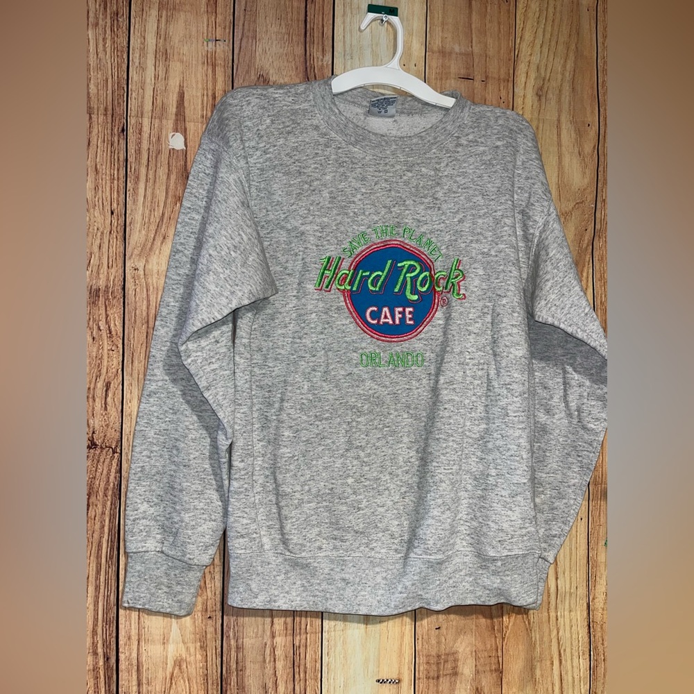 Vintage Hard Rock Cafe Orlando Sweatshirt L USA Made Neon Embroidered 90s Retro